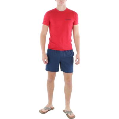 

Мужская красная хлопковая футболка с круглым вырезом с логотипом Columbia Top  BHFO 9076, Mountain red, 3COLM1594