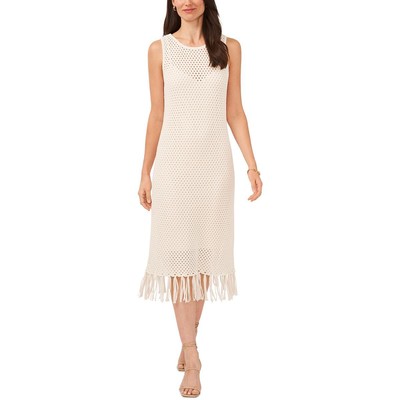 Женское трикотажное платье-сорочка с бахромой цвета слоновой кости Island Oasis от Vince Camuto XS BHFO 6790
