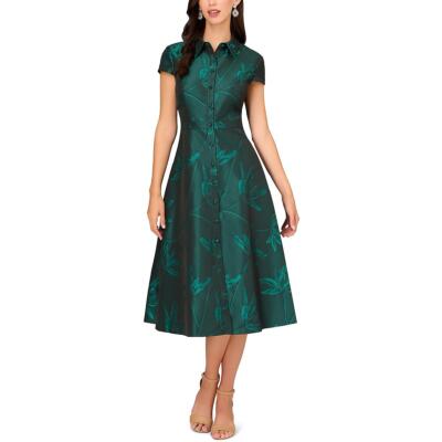 Женское дневное платье-рубашка миди с коротким рукавом Aidan Mattox BHFO 2188