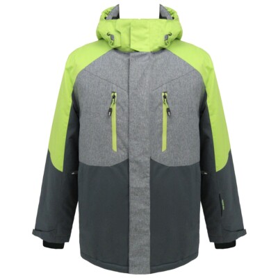 New Men`s Avalanche Color Block Plus Hooded Ski Jacket AM8014-B Green/Gray - L