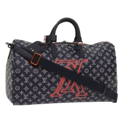 LOUIS VUITTON Monogram Ink Keepall Bandouliere 50 Bag Navy