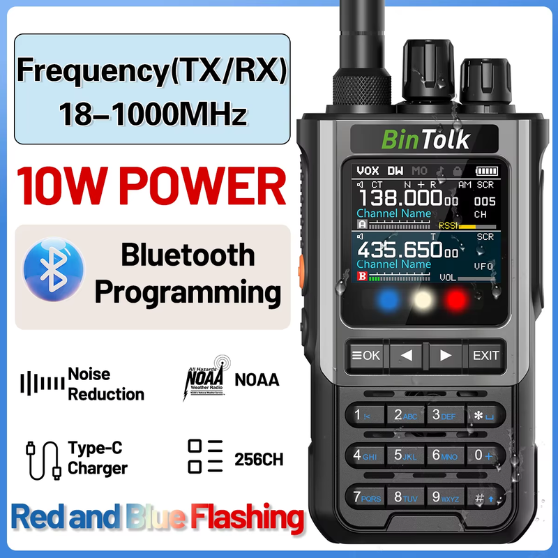 BT8200 Walkie Talkie 10W Full Band Wireless Bluetooth Programming Type-c Charger
