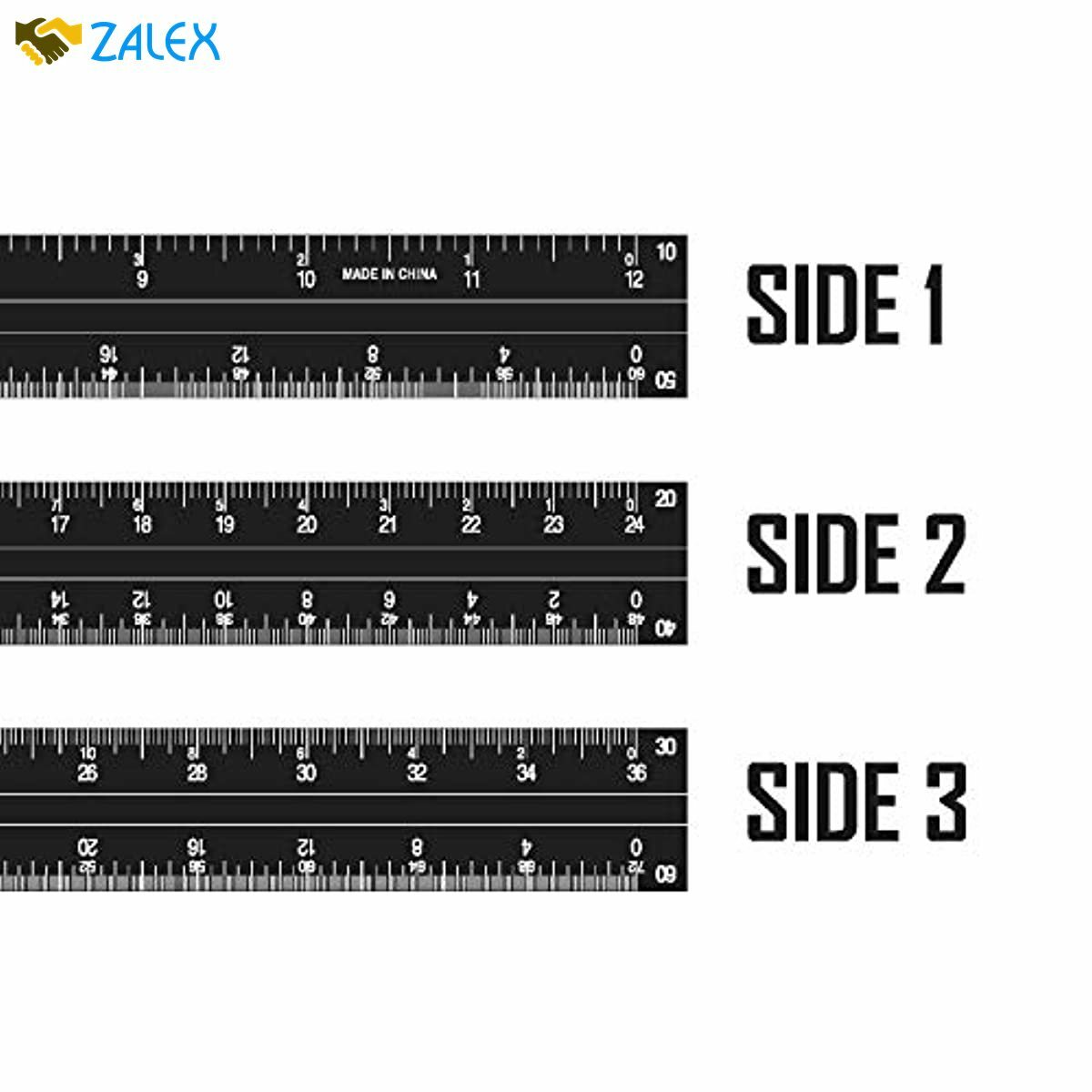 triangular engineering scale etched aluminum ruler for