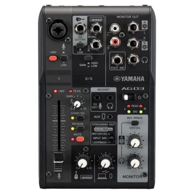 Yamaha Pro Audio AG03MK2-B Black 3-Channel Mixer/USB Interface for IOS/Mac/PC