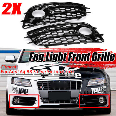Für Audi A4 B8 S4 S-Line 2008-2012 Nebelscheinwerfer Blenden Gitter Waben Grill