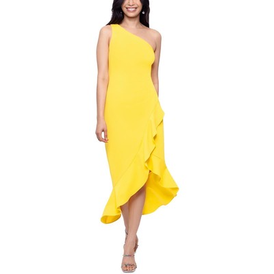 Xscape Womens Yellow Crepe Scuba Prom Evening Dress Gown 12 BHFO 8524