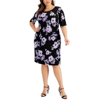 

Женское офисное платье-футляр длиной до колен с цветочным принтом Connected Apparel Plus BHFO 5337, Lavender