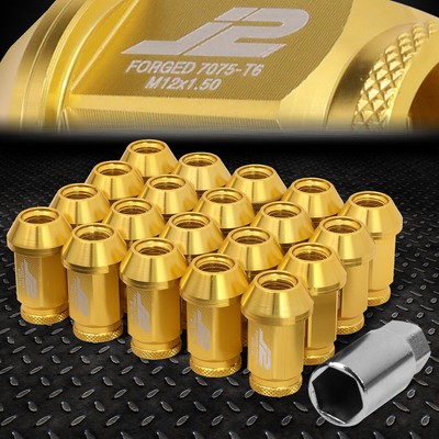 J2 ENGINEERING 7075 АЛЮМИНИЙ M12X1.5 20ШТ 40 ММ ГАЙКИ С ОТКРЫТЫМИ НАКОНЕЧНИКАМИ + ПЕРЕХОДНИК ЗОЛОТОЙ