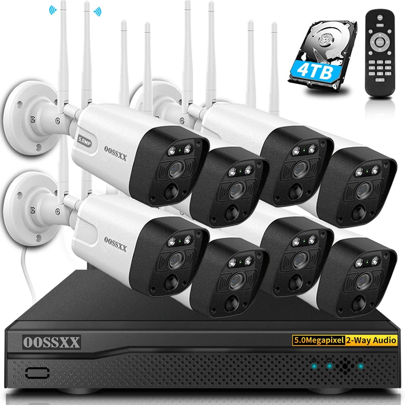 Security Wireless Camera Outdoor, 3K 5.0MP 1944P, NVR Kits with 4TB Hard Drive