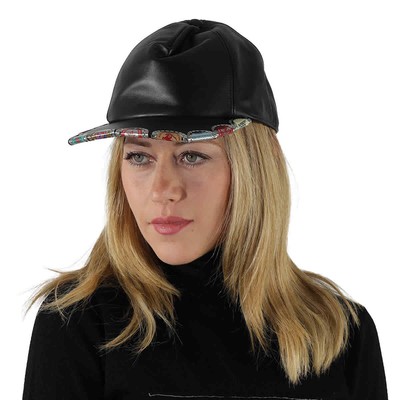 Pre-owned Burberry Black Bottle Cap Detail Leather Baseball Cap, Size Small