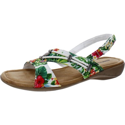 

Minnetonka Womens Silvie White Sandals Slingback Shoes 10 Medium (B,M) BHFO 3587, White/tropical palm