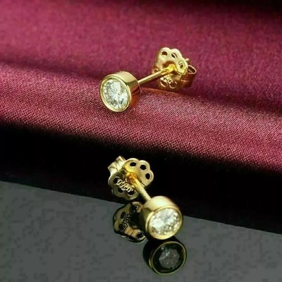 14K Yellow Gold Plated 2 Ct Round Lab-Created Diamond Women's Stud Earrings