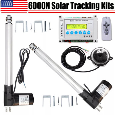 LCD Dual Axis Solar Panel Tracking Tracker & 2PCS 16'' 6000N Linear Actuators IG