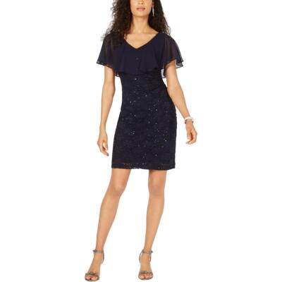 

Женское прозрачное коктейльное платье с пайетками Connected Apparel BHFO 2996, Navy