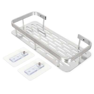 Bathroom Storage Holder Shelf Shower Organizer Rack Wall Mounted Black/Silver