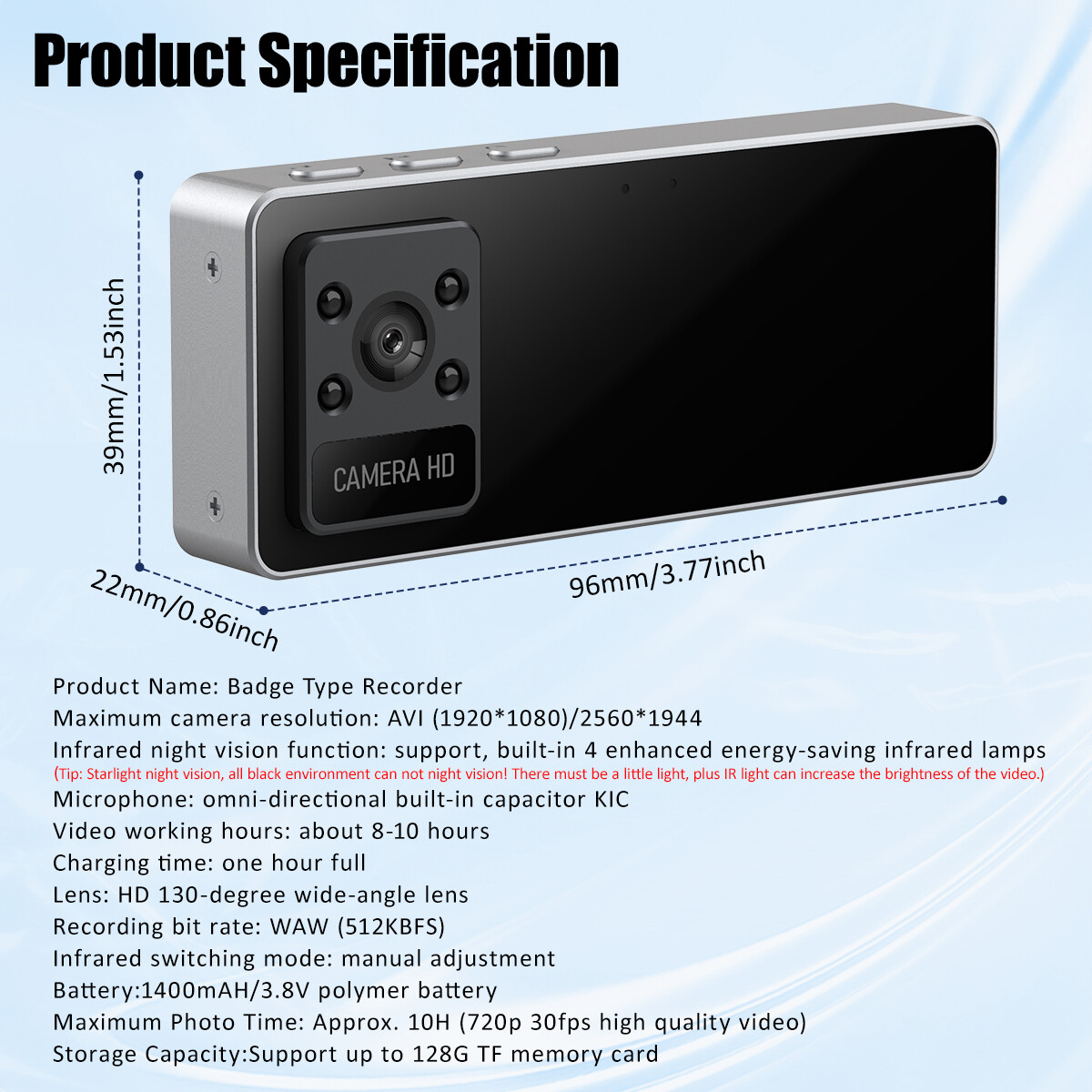 2024 1080P WIFI hotspot Camcorder Mini Body Camera DVR HD Police Body Worn Cam`