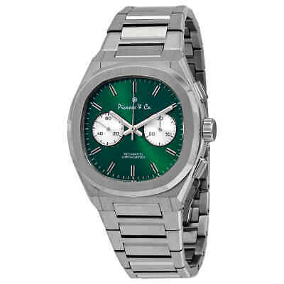 Pre-owned Picasso And Co Chairman Ii Chronograph Hand Wind Green Dial Men's Watch