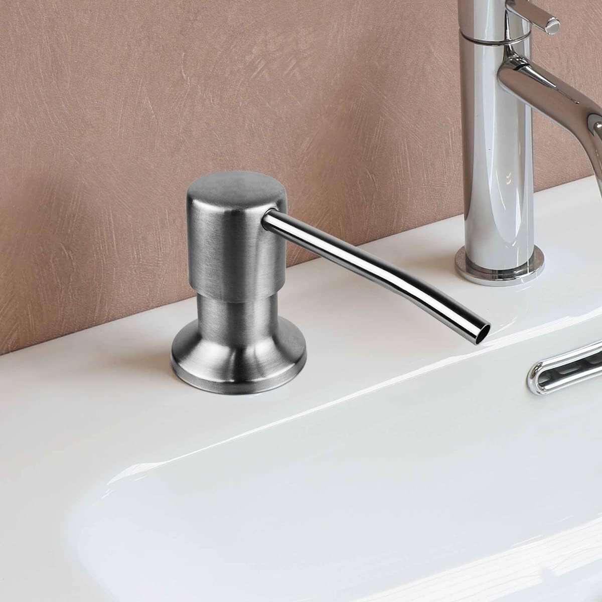 350ML Kitchen Sink Soap Dispenser Polish Stainless Steel Hand Liquid Pump Bottle