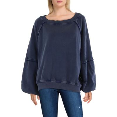 Free People Womens Cotton Boat Neck Oversized Sweatshirt BHFO 3765