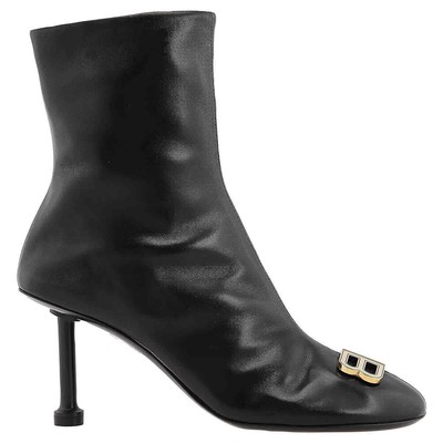 Pre-owned Balenciaga Black Leather Groupie Heeled Ankle Boots