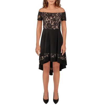 

Женское черное кружевное вечернее платье с открытыми плечами City Studio Juniors  BHFO 3312, Black/rose