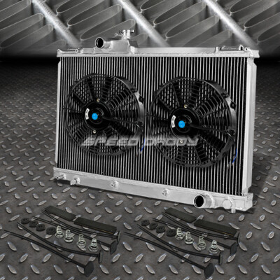 2-РЯДНЫЙ АЛЮМИНИЕВЫЙ РАДИАТОР + КОМПЛЕКТ ИЗ 2-Х 12-Ти ВЕНТИЛЯТОРОВ ДЛЯ 01-05 LEXUS IS300 ALTEZZA XE10 2JZ MT