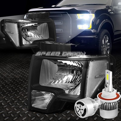 ЧЕРНЫЙ КОРПУС ФАРЫ + ПРОЗРАЧНЫЙ УГОЛ + БЕЛЫЙ СВЕТОДИОД H13 HID с ВЕНТИЛЯТОРОМ ДЛЯ 09-14 FORD F150