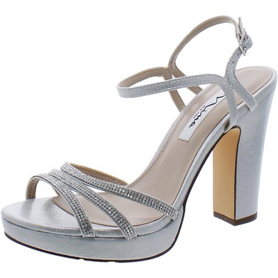 Женские босоножки на платформе из серебристой кожи Nina 9 Medium (B,M) BHFO 5137