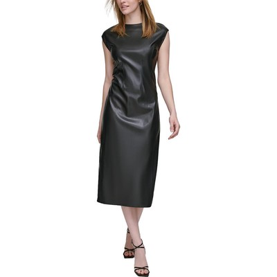 Женское черное платье-футляр из однотонной искусственной кожи Calvin Klein 10 BHFO 5331