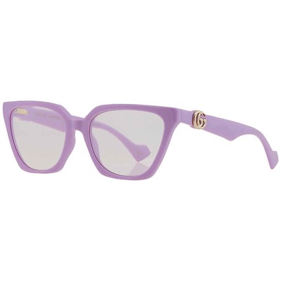 Pre-owned Gucci Violet Logo Clip-on Cat Eye Ladies Sunglasses Gg1542s 002 55 In Purple