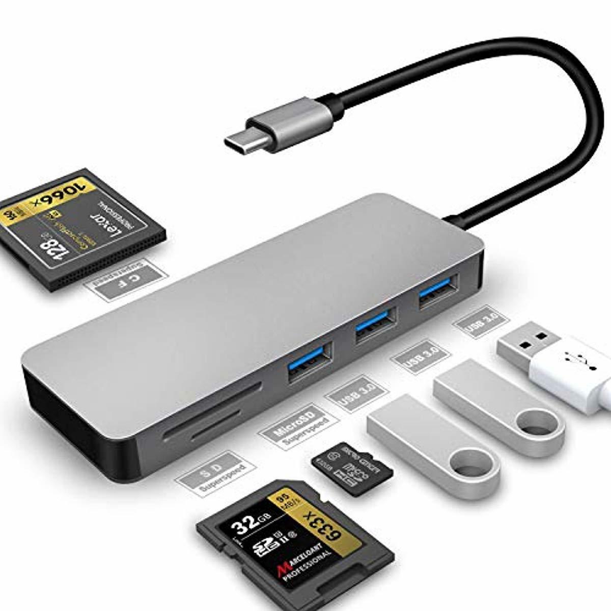 USB C hub,CF/SD/TF Card Reader, Multi-Port Type C Adapter