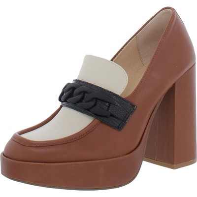 Steve Madden Womens Rhylee Brown Loafer Heels 9 Medium (B,M) BHFO 9062