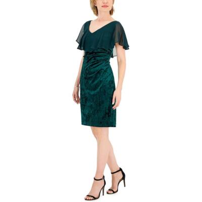 Connected Apparel Womens Velvet Chiffon Cocktail and Party Dress BHFO 5537