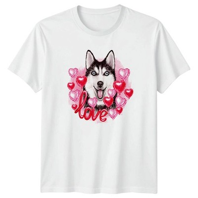 Love Siberian Husky Heart Balloons T-Shirt Dog Valentines Gift For Him Her