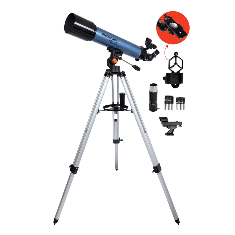 Celestron 90mm Refractor Telescope Kit, Smartphone Adapter, Multi-Coated Glass