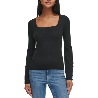 Женская рубашка с квадратным вырезом и отделкой на пуговицах от Calvin Klein, пуловер, свитер, топ BHFO 2478