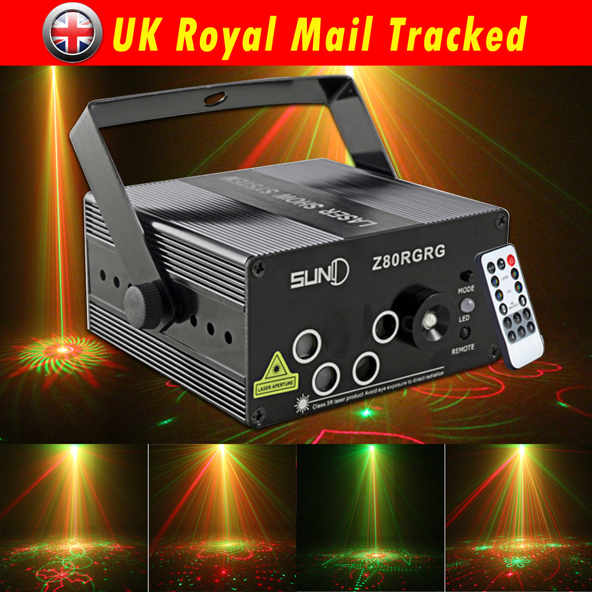 5Lens 80 Gobos RG Laser Projector Lighting Stage Blue Light LED DJ Disco+Remote