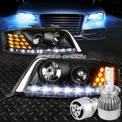 ЧЕРНАЯ ФАРА ПРОЕКТОРА + DRL + УГЛОВАЯ + БЕЛЫЙ СВЕТОДИОД H7 HID с ВЕНТИЛЯТОРОМ ДЛЯ C5 98-02 A6
