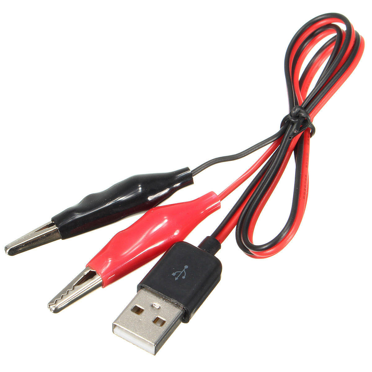 60CM Alligator Test Clips Clamp to USB Male Connector Power Adapter Cable 
