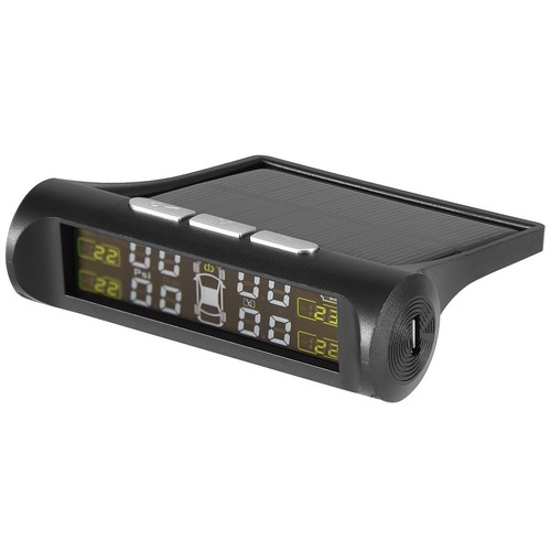 Car Wireless Solar TPMS LCD Tire Pressure Monitoring System w/ 4 External Sensor