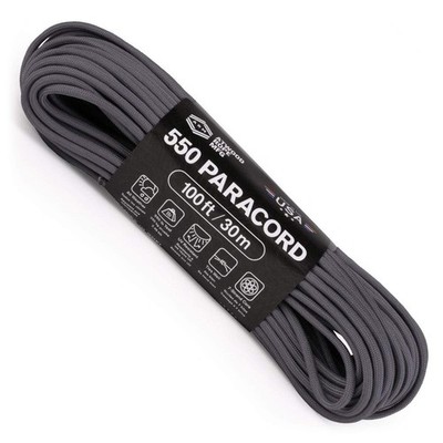 Atwood Rope 550 Paracord Graphite 100ft 5 32 inch 7 Strand UV Resistant