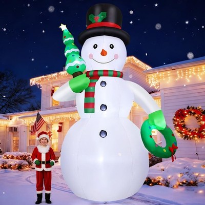 GOOSH 12 FT Christmas Inflatable Snowman Outdoor Decoration Bl...