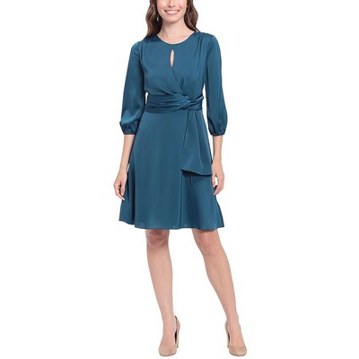 

Женское синее атласное мини-платье London Times Petites  BHFO 8100, Синий
