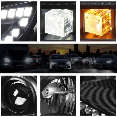 For 12-15 Mercedes C-Class Projector Headlight/Lamp W/3D LED DRL Black Housing