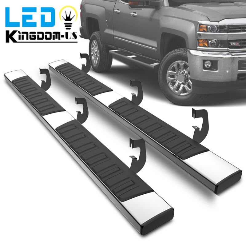 for 2007-2018 Silverado Double/Extended Cab 6" Running Boards Side Step Bars S/S