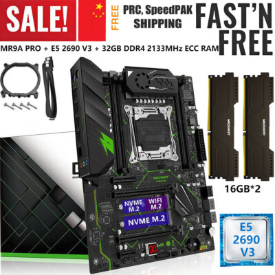 LGA 2011-3 X99 MR9A Motherboard + E5 2690 V3 CPU 32GB DDR4 2133 MHz ECC RAM M.2