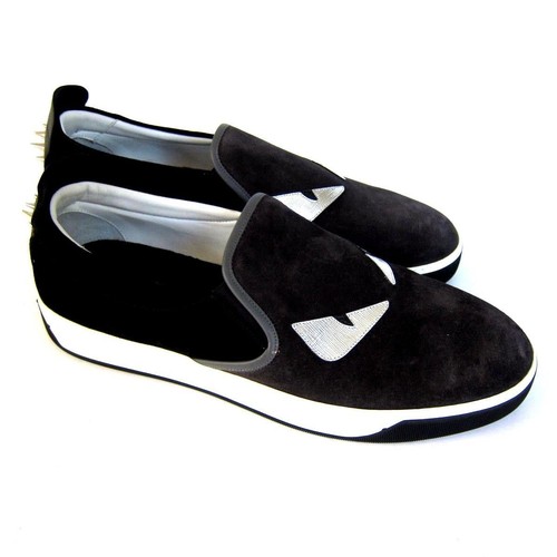 Fendi Men\'s Logo Print Real Fur Shearling & Leather Slip On Loafers Shoes Fendi Men main image 2