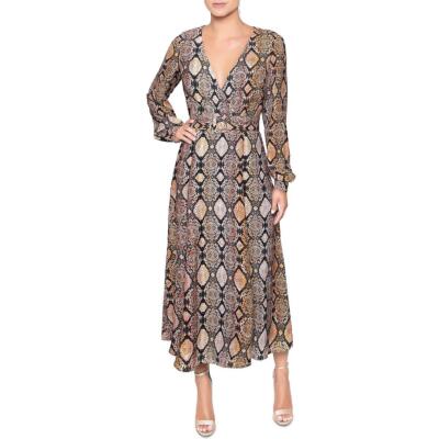 

Rachel Rachel Roy Женское коричневое облегающее и расклешенное платье до середины икры с принтом  BHFO 7106, Saffron combo