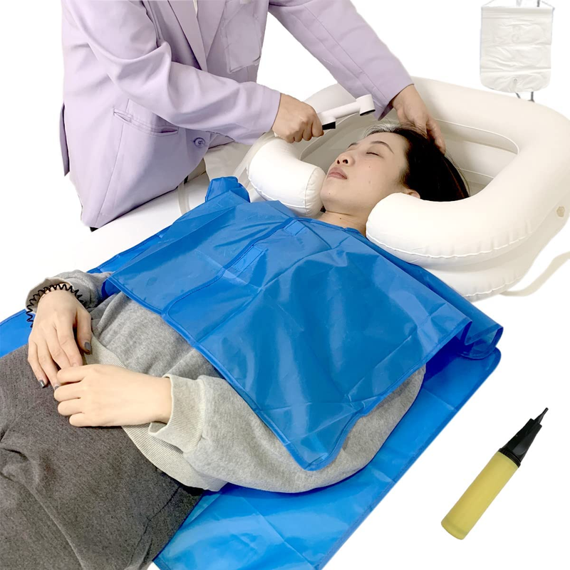 Inflatable Bedside Shampoo Basin - Hair Washing Shower System in Bed Bath for Be