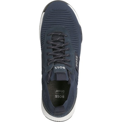 HUGO BOSS BOSS SNEAKER TITANIUM_RUNN, TEXTIL, BLAU, HERREN